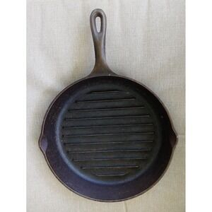 Lodge Cast Iron 11" Round Ribbed Griddle Pan Skillet #9TB USA